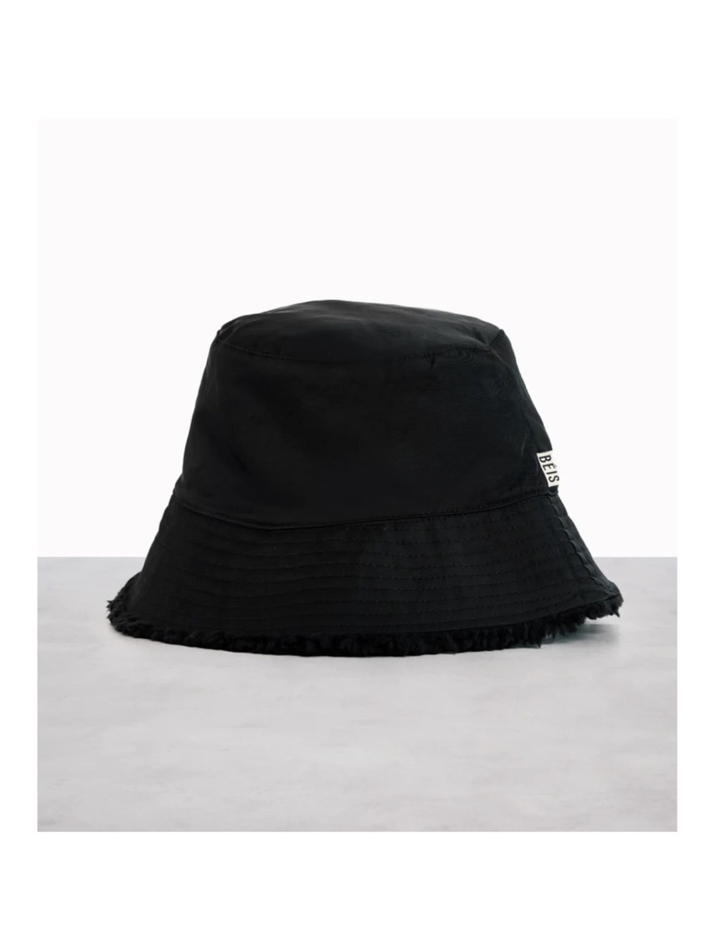 BEIS Black Reversible Puff Bucket Hat